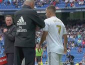 هازارد يظهر لأول مرة بقميص ريال مدريد ويهدد المرمى من أول لمسة.. فيديو