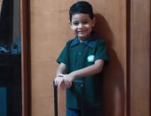 باليونيفورم واللانش بوكس.. "مى" تشارك بصورة ابنها فى أول يوم مدرسة