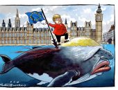 ميركل توجه ضربة لمساعى جونسون الخروج من الاتحاد الأوروبى بكاريكاتير "التايمز"