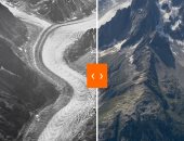 شاهد.. صور جوية تكشف عن 100 عام من فقدان الجليد فى أعلى جبال الألب 