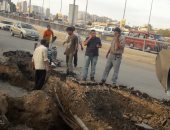 إصلاح كسر ماسورتين مياه تسبب فى هبوط أرضى وسط الاسكندرية