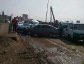 زحام مرورى على طريق طنطا - زفتى بعد تصادم سيارتين بسبب الأمطار