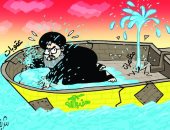 كاريكاتير الصحف الإماراتية.. حزب الله يحاول السيطرة على غرق قاربه