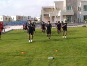 صور.. تدريبات بدنية شاقة فى المران الصباحى للمنتخب الأوليمبى