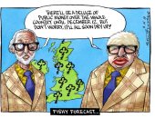 توقعات انخفاض الإنفاق العام فى لندن بسبب "الخروج" فى كاريكاتير التايمز