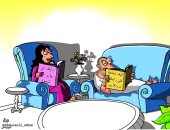كاريكاتير الرياض السعودية.. الفرق بين تفكير الزوج والزوجة فى المال