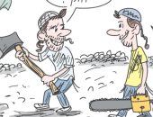 كاريكاتير إسرائيلى تعليقاً على تصريح ترامب: معاول المستوطنين بدأت فى الهدم