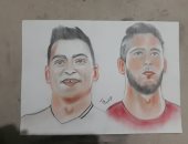 قارئ يشارك برسومات لـ "رمضان صبحى ومصطفى محمد" نجما المنتخب الأوليمبى