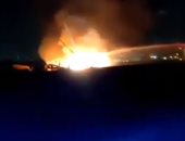 شاهد.. هبوط اضطرارى لمروحية عسكرية إسرائيلية بعد اشتعال النيران بها