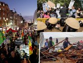 صور.. العالم هذا المساء.. مظاهرات أمام قصر باكنجهام الملكى فى لندن ضد الرئيس الأمريكى "ترامب".. إعصار كامورى ورياح شديدة تجتاح الفلبين وسقوط ضحايا.. مظاهرات فى الهند احتجاجا على اغتصاب طبيبة وقتلها