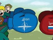 كاريكاتير صحيفة إماراتية.. حلف "الناتو" فى مواجهة الدب روسيا 