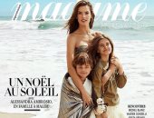 اليساندرا أمبروسيو تتألق بالذهبى مع طفليها على غلاف مجلة مدام فيجارو