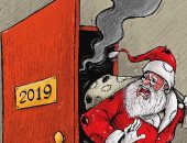 كاريكاتير صحيفة كويتية.. بابا نويل يهرب من 2019 