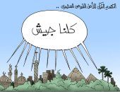 "كلنا جيش" ضد تهديدات تركيا للأمن القومى المصرى فى كاريكاتير اليوم السابع