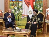 صور.. رئيس البرلمان من الكاتدرائية: مصر ستظل مصدراً للخير والنور للمنطقة