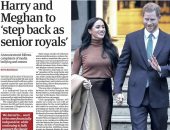 الأمير هارى وميجان ماركل يصدمان العالم بتنحيهما عن مهامها  فى العائلة الملكية.. دوقة سايكس تظهر بدون خاتم الزواج.. واستياء الملكة إليزابيث يتصدر عناوين الصحف.. ومعلقون يقارنون وضع الزوجين بأزمة إدوارد الثامن