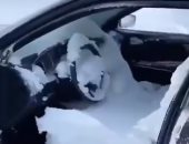 سيدة كندية نسيت نافذة سيارتها مفتوحة أثناء عاصفة فتحولت إلى ثلج.. فيديو