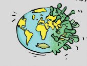 كاريكاتير صحيفة كويتية.. فيروس كورونا يهدد العالم 