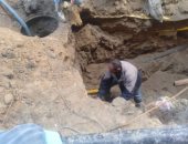 صور.. هبوط أرضى بسبب كسر بماسورة صرف صحى بالإسكندرية