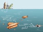 كاريكاتير صحيفة سعودية.. البحر يبتلع آلاف اللاجئين راغبين فى الوصول إلى أوروبا