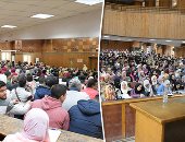 صور.. قاعات المحاضرات كاملة العدد فى أول أيام الترم الثانى بالجامعات.. خطط عاجلة لرؤساء الجامعات للتوعية بفيروس كورونا.. "التعليم العالى": رفع درجة الاستعداد القصوى بالمستشفيات.. و"15 أسبوعا" مدة الدراسة