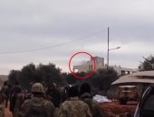 لحظة إطلاق الصاروخ المتسبب فى إسقاط مروحية للجيش السورى بريف إدلب