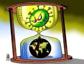 كاريكاتير صحيفة إماراتية.. فيروس كورونا يغزو العالم