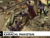 شاهد.. لحظة انتشال ضحايا حادث انهيار 3 مبانى فى باكستان