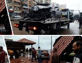 عاصفة التنين والأمطار الغزيرة تضرب الإسكندرية.. حادث سيارة يحطم تندة ضخمة على الكورنيش.. والصرف الصحى يدفع بـ 90 سيارة.. والمحافظ: متابعة ميدانية لمواجهة الطقس السيئ.. والتموين تواصل صرف السلع.. فيديو وصور