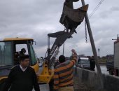 رفع عمودين كهرباء سقطا على طريق القاهرة الإسكندرية الزراعى 