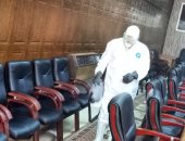 صور.. تعقيم وتطهير ديوان عام محافظة شمال سيناء لمواجهة "كورونا"