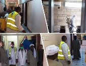أسوان تسابق الزمن لتطهير وتعقيم المنشآت العامة والحكومية.. "الرى" تطهر مقر الهندسات فى كوم أمبو وإدفو.. "الطب البيطرى" تطهر المبانى والمكاتب والمساحات المحيطة بها.. ومبادرات للتعقيم والتطهير.. صور
