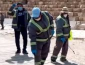 تعقيم الأهرامات وأبو الهول لمواجهة كورونا وتأهيل المنطقة فى فترة التوقف  