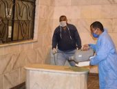 تطهير وتعقيم محطة السكة الحديد والشوارع بأبوقرقاص فى المنيا .. صور