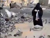 سيدة تطعم الحمام وتدعى باكية لزوال كورونا لتصلى التراويح فى المسجد الحرام.. فيديو