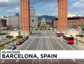 شاهد.. شوارع برشلونة الإسبانية شبه خالية بسبب إجراءات الحجر الصحى