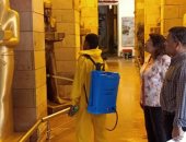 صور.. تعقيم وتطهير متحف النيل بأسوان ضد "كورونا"