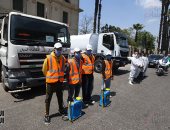 صور.. محافظة الجيزة تبدأ حملة تعقيم مكبرة بمشاركة 14 سيارة مجهزة