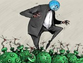 كاريكاتير صحيفة إماراتية.. الأرض تحاول الخروج من ألغام كورونا