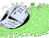 كاريكاتير صحيفة عمانية.. فيروس كورونا يبتلع الاقتصاد العالمى