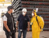 فيديو وصور.. انتظام العمل بمصانع حديد المصريين ببنى سويف وسط إجراءات الوقاية من كورونا  