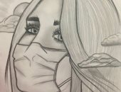 "رينادا" تشارك بلوحات تبرز موهبتها بالرسم فى زمن الكورونا 