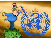 كاريكاتير صحيفة إماراتية.. ترامب يقوض منظمة الصحة العالمية بعصا كورونا