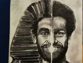 صلاح وتامر حسنى وسمعة.. لوحات تبرز موهبة أحمد عصام فى الرسم