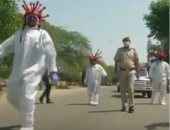 زومبى كورونا.. شرطة نيودلهى تبتكر طريقة غريبة للتوعية بالفيروس.. فيديو