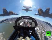 فيديو.. لقطات مثيرة من داخل قمرة قيادة مقاتلات أمريكية تحلق فوق نيويورك
