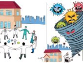 كاريكاتير صحيفة إماراتية.. الأطباء يقتربون من القضاء على وحوش كورونا 