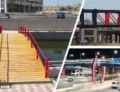 صور.. كبارى المشاة بالمحمودية تزين المحور الجديد.. مظهر جمالى وألوان جذابة من الاحمر والأزرق.. إطلاق أسماء شهداء الوطن على 14 كوبرى مشاة و6 للسيارات.. والمشروع يوفر 40 ألف فرصة عمل والبناء مستمر على قدم وساق