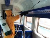 السكة الحديد تواصل أعمال تعقيم المحطات والقطارات ضد كورونا