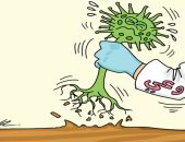 كاريكاتير صحيفة سعودية.. الوعى يقتلع كورونا من جذوره